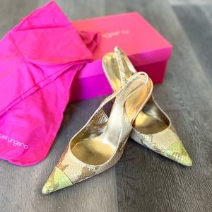 Emanuel Ungaro gold sling back heels , size 6
